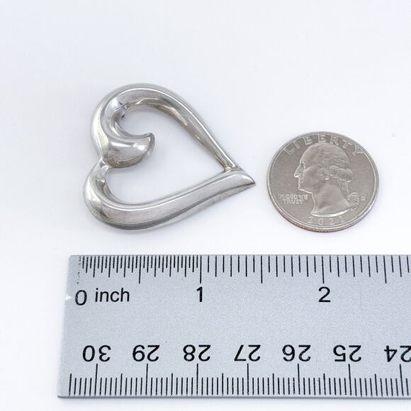 Vintage Thailand SU Sterling Silver 925 Open Heart Pendant - Picture 7 of 7
